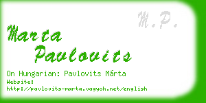 marta pavlovits business card